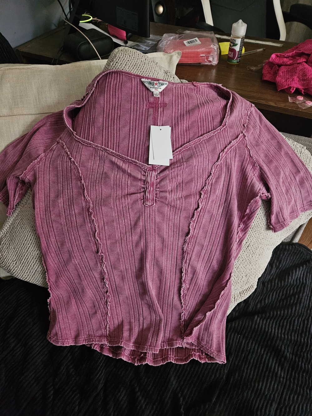 Hard Tail Mauve Ribbed Short Sleeve Top